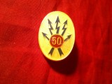 Insigna Militara Romania Radiolocatie - 50 , metal si email , ac defect
