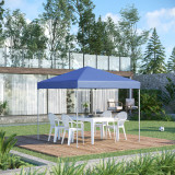 Foisor pliabil impermeabil Outsunny cu franghii si cuie incluse, acoperire din material Oxford, 2,45x2,45x2,45 m, albastru