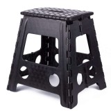 Scaun pliabil negru mare, rezistent pentru 120 kg