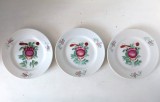 Lot 3 farfurii portelan fin, pictate manual, August Warnecke decor East Frisia, 16 cm diametru, Handgemalt, Germania