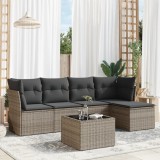 Cumpara ieftin Set mobilier grădină cu perne, 6 piese, gri, poliratan