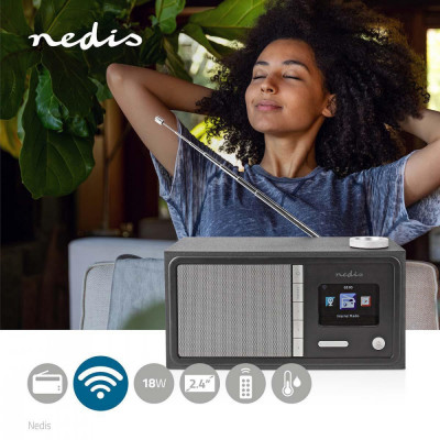 Radio cu internet FM Bluetooth telecomanda 18W negru Nedis foto