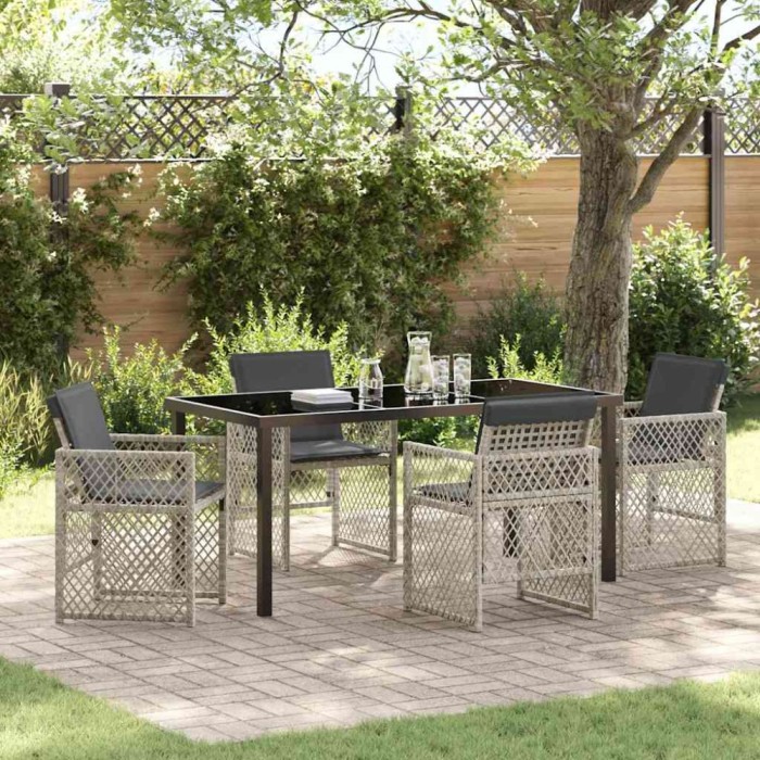 vidaXL Set de masă pentru grădină 5 pcs Gri deschis poliratan