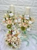 Set buchet, lumanari cu trandafiri criogenati si plante naturale criogenate, lumanari tip fagure Peach Fuzz Multicolor, Eventissimi&reg;