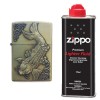 Bricheta Tip Zippo Metalica, Relief 3D Peste + Lichid Zippo 125ml, Reincarcabila, Colectie