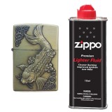 Bricheta tip zippo, 3D relief, metalica, peste si lichid zippo 125 ml p1