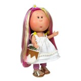Papusa Nines D'Onil, Colectia Little Mia, cu parul curcubeu, 23 cm