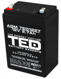 Acumulator 12V, TED Electric Stationar VRLA, Dimensiuni 70 x 47 x 98 mm, Baterie 12V 2.7Ah, Oem