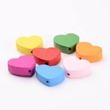 Margele inimi colorate din lemn pentru activitati crafts,10 bucati set, 23x20 mm