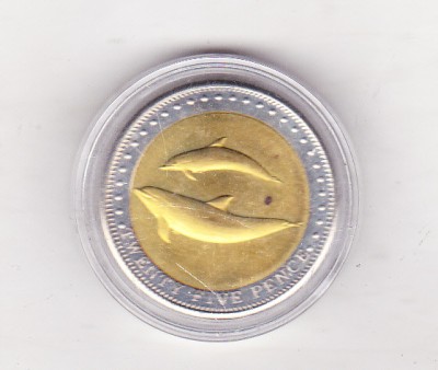 bnk mnd Tristan da Cunha 25 pence 2008 unc , fauna marina bimetal foto