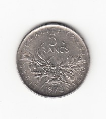 Moneda Franta 5 franci/francs 1972, stare buna, curata