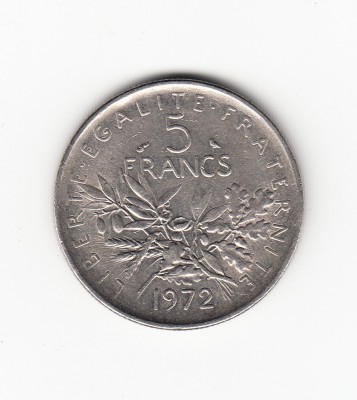 Moneda Franta 5 franci/francs 1972, stare buna, curata foto