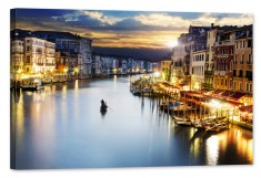 Tablou luminos in intuneric, GlowforHome, Canal Mare Noaptea Venetia, 120 cm x 80 cm foto