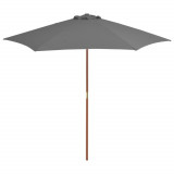 VidaXL Umbrelă de soare de exterior, st&acirc;lp din lemn, antracit, 270 cm