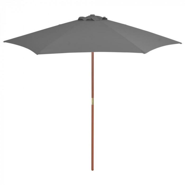 vidaXL Umbrelă de soare de exterior, st&acirc;lp din lemn, antracit, 270 cm