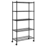 Raft depozitare cu roti 5 niveluri negru 75x35x155 cm 250 kg
