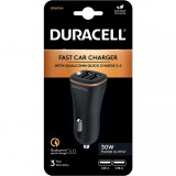Incarcator auto Duracell, 30W, 2 x USB-A (1 x Qualcomm Quick Charge 3.0, 1 x Qualcomm Quick Charge 2.4) 5V, Negru