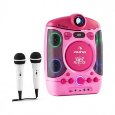Auna KARA PROJECTURA, sistem karaoke cu proiector, spectacol de lumini cu LED-uri, roz foto