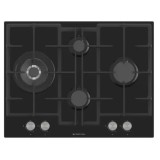 Plita gaz incorporabila Studio Casa Bellagio Nero, 70 cm, 4 arzatoare gaz, Wok, Aprindere electrica, Gratare fonta, Valve de siguranta, Sticla neagra