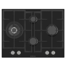 Plita gaz incorporabila Studio Casa Bellagio Nero, 70 cm, 4 arzatoare gaz, Wok, Aprindere electrica, Gratare fonta, Valve de siguranta, Sticla neagra