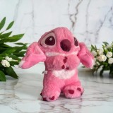 Jucarie de plus, Stitch care respira, cu melodii linistitoare, functioneaza cu baterii, dimensiune 25 cm, roz