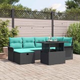 vidaXL Set de canapele pentru grădină cu pernă 7 pcs Negru Rattan poli 3361015