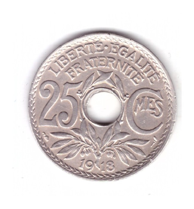 Moneda Franta 25 centimes 1918, stare foarte buna, curata