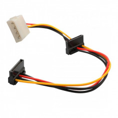 Cablu de alimentare MOLEX 4 pini tata la SATA - SATA 15 pini cu mufe unghi drept 90 grade ,mama-mama, 30 cm foto