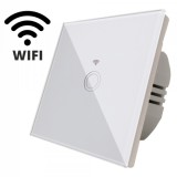 Intrerupator touch simplu WI-FI sticla securizata alb Spin SPN1417