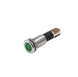Indicator LED plat de panou din alama, 10mm, pini 6.3mm, verde, 12-24V DC, IP65, FL1M-10FJ-1-GREEN