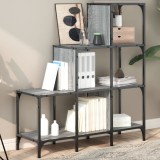 Biblioteca Gri Sonoma 92x30x102 cm Lemn si Metal Rafturi Depozitare Carti Living