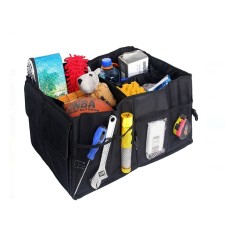 Suport organizator pentru automobil cu 2 compartimente mari, pliabil, Negru