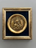 Maica cu Pruncul &ndash; icoană din ceramică și foiță aurie