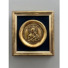 Maica cu Pruncul &ndash; icoană din ceramică și foiță aurie