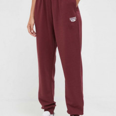 Reebok Classic pantaloni de trening din bumbac culoarea bordo, neted