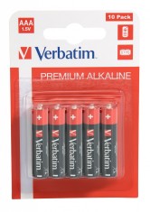 BATERIE VERBATIM AAA (R3), 1.5V alcalina, 10 buc., &quot;49874&quot; (timbru verde 0.8 lei)