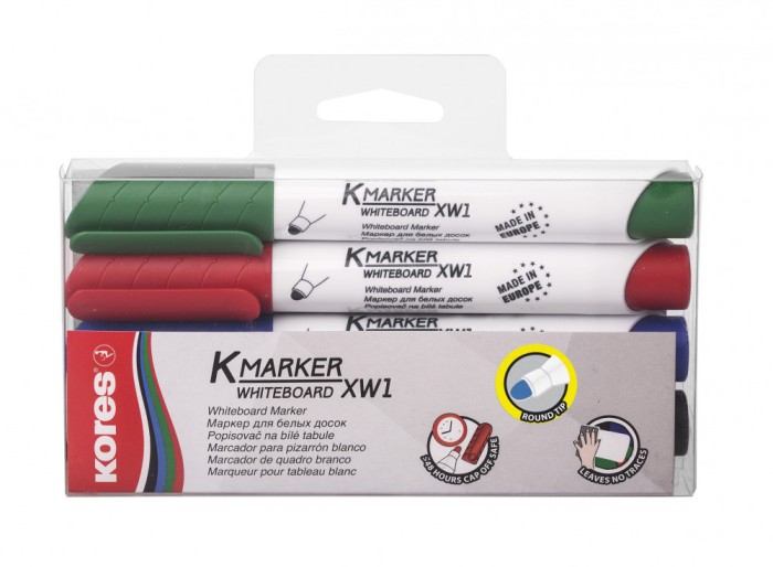 Markere whiteboard si flipchart, set 4 culori, varf easy flow 3 mm