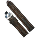 Cumpara ieftin Curea de ceas maro-inchis cu textura bizonata din piele naturala 20mm, 22mm