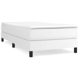 Cumpara ieftin Cadru de pat cu arcuri, alb, 90x190 cm, piele ecologica