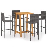 Cumpara ieftin Set mobilier de bar de gradina, 5 piese, gri