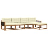 vidaXL Set de canapele de exterior cu pernă 5 pcs Natural și Crem 3382483