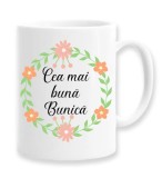 Cana alba personalizata &quot;Pentru cea mai buna bunica&quot;, INOVATIX&reg;. 330ml