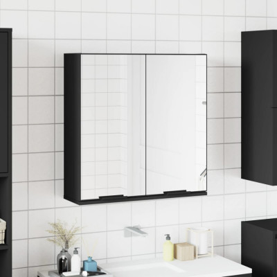 Dulap baie cu oglinda negru 64x20x67 cm lemn compozit GartenMobel Dekor foto