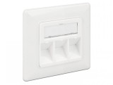Priza keystone pentru perete 3 porturi Alb, Delock 86194