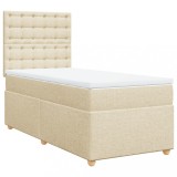 Cumpara ieftin Pat box spring cu saltea, crem, 90x190 cm, textil