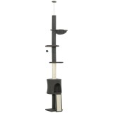 PawHut Ansamblu de joacă pentru Pisici &Icirc;nalt 220-240 cm cu Hamac, Casetă, Platforme și St&acirc;lpi din Sisal, Gri | Aosom Romania