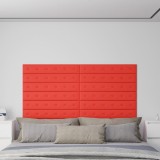 Panouri de perete 12 buc. roșu 90x15 cm piele ecologică 1,62 m&sup2;