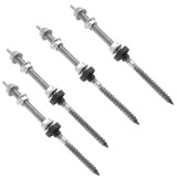 Set 4 Surub Tip Ancora Dublu Filet (Hanger Bolt) pentru Structuri Panouri Solare, Otel Inoxidabil, M10 x 250 mm