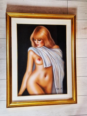 tablou MARCO PANIELLO ( 1943 - 2005 ) - Nud _ ulei pe panza _ arta contemporana foto