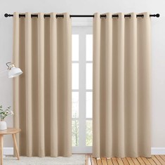 Set doua draperii semi-blackout, uni crem